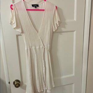 Lulu's Ivory Flutter Sleeve Mini Dress